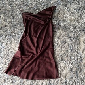 Elegant Burgundy Slip Dress Asymmetrical